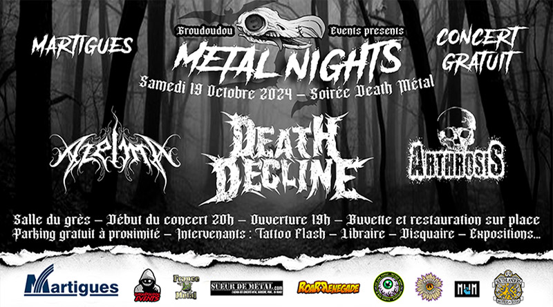 Metal Nights : soirée Death Metal organisée par Groudoudou Events avec AZELMA, ARTHROSIS et DEATH DECLINE