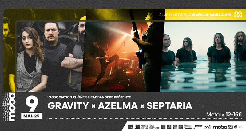 L'asso Rhône's Headbangers organise son 1er concert avec Gravity, Azelma et Septaria le 9 mai 2025 à La Moba